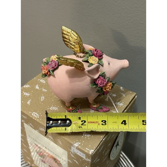 Patience Brewster Rose The Flying Pig Ornament Krinkles Christmas 4” w/ Box Pink - Picture 4 of 9
